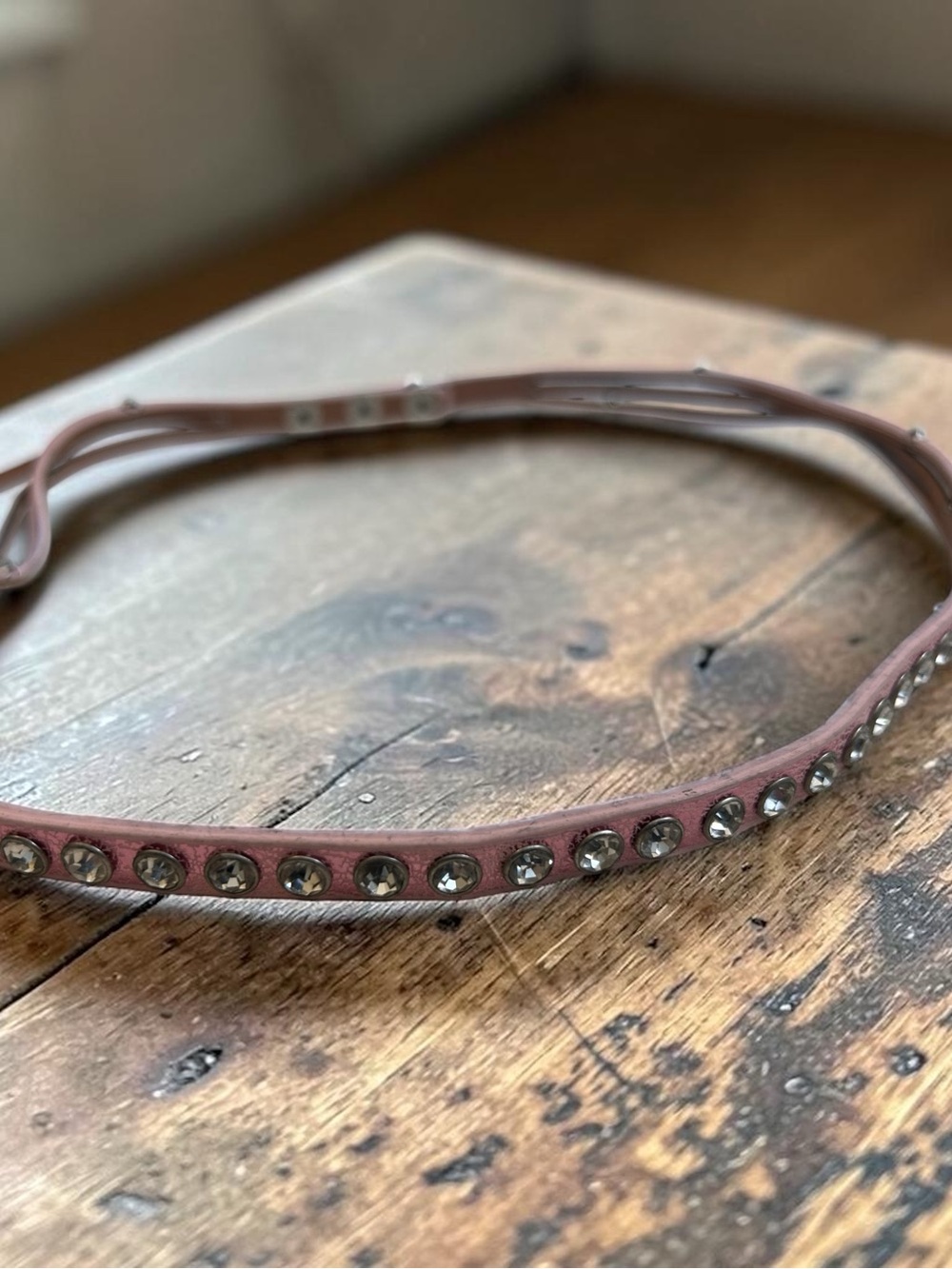 Pink Metallic Multi-Strand Studded Leather Necklace - Vintage Costume